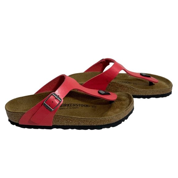 BIRKENSTOCK Womens Gizeh Sandals Birko Flor Size EU 39 Graceful Raspberry EUC - Picture 6 of 8